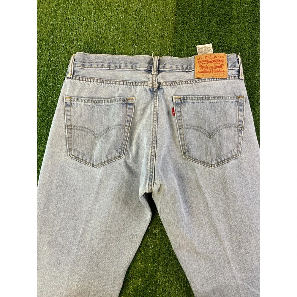 Levis 511 Straight Fit Jeans Mens‎ 36x30 Light Wash Blue Denim Pants 04511-1472